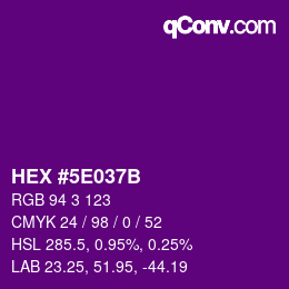Color code: HEX #5E037B | qconv.com