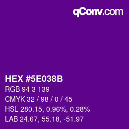 Color code: HEX #5E038B | qconv.com