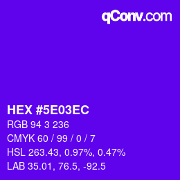 Color code: HEX #5E03EC | qconv.com