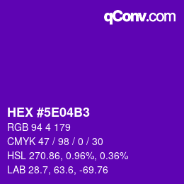 Color code: HEX #5E04B3 | qconv.com