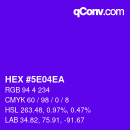 Color code: HEX #5E04EA | qconv.com