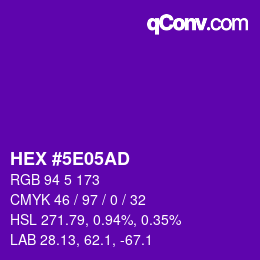 Color code: HEX #5E05AD | qconv.com