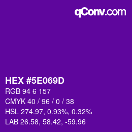 Code couleur: HEX #5E069D | qconv.com