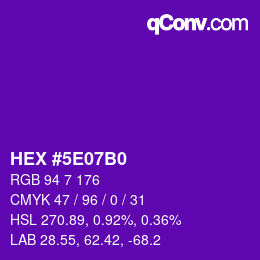カラーコード: HEX #5E07B0 | qconv.com