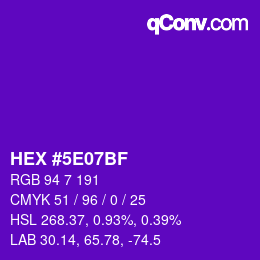 Color code: HEX #5E07BF | qconv.com