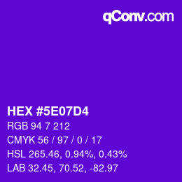 カラーコード: HEX #5E07D4 | qconv.com