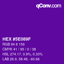 Color code: HEX #5E089F | qconv.com