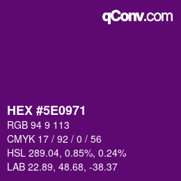 Color code: HEX #5E0971 | qconv.com