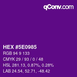 Color code: HEX #5E0985 | qconv.com