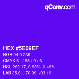 Color code: HEX #5E09EF | qconv.com
