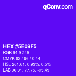 Color code: HEX #5E09F5 | qconv.com