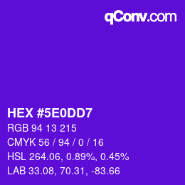 Color code: HEX #5E0DD7 | qconv.com