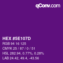 Color code: HEX #5E107D | qconv.com