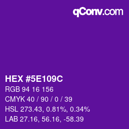 Color code: HEX #5E109C | qconv.com