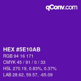 Color code: HEX #5E10AB | qconv.com