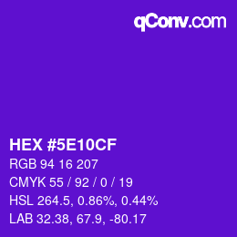 Farbcode: HEX #5E10CF | qconv.com