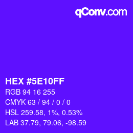 Color code: HEX #5E10FF | qconv.com