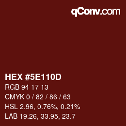 Color code: HEX #5E110D | qconv.com