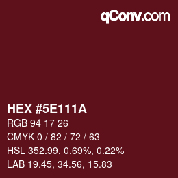 Color code: HEX #5E111A | qconv.com