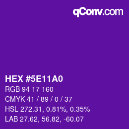 Color code: HEX #5E11A0 | qconv.com