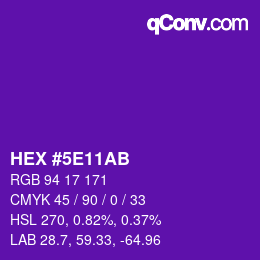 Color code: HEX #5E11AB | qconv.com