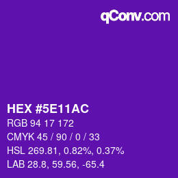Color code: HEX #5E11AC | qconv.com