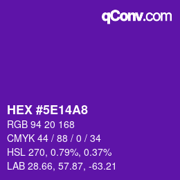Farbcode: HEX #5E14A8 | qconv.com
