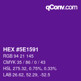 Farbcode: HEX #5E1591 | qconv.com