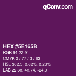 Color code: HEX #5E165B | qconv.com