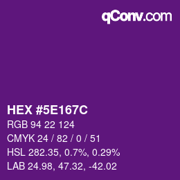 Color code: HEX #5E167C | qconv.com