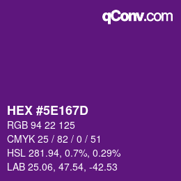 Color code: HEX #5E167D | qconv.com