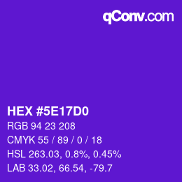 颜色代码: HEX #5E17D0 | qconv.com