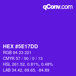 Color code: HEX #5E17DD | qconv.com