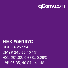 Color code: HEX #5E197C | qconv.com