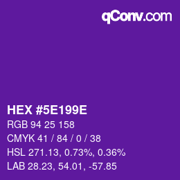 カラーコード: HEX #5E199E | qconv.com