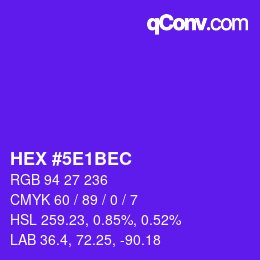 Color code: HEX #5E1BEC | qconv.com