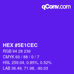 Code couleur: HEX #5E1CEC | qconv.com