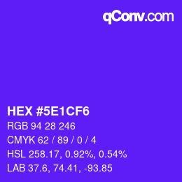 Farbcode: HEX #5E1CF6 | qconv.com