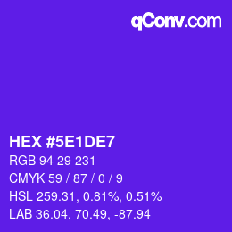 Color code: HEX #5E1DE7 | qconv.com