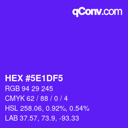 Color code: HEX #5E1DF5 | qconv.com