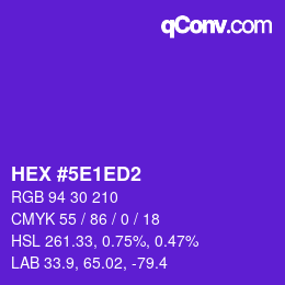 Farbcode: HEX #5E1ED2 | qconv.com