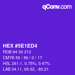 カラーコード: HEX #5E1ED4 | qconv.com