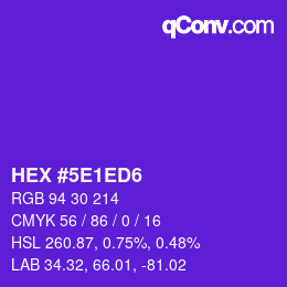 Farbcode: HEX #5E1ED6 | qconv.com