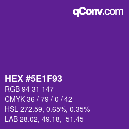 Color code: HEX #5E1F93 | qconv.com