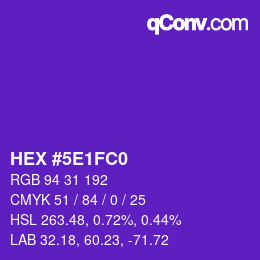 Color code: HEX #5E1FC0 | qconv.com
