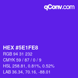 Color code: HEX #5E1FE8 | qconv.com