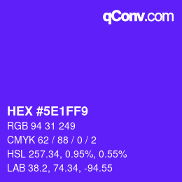 Color code: HEX #5E1FF9 | qconv.com