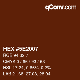 Código de color: HEX #5E2007 | qconv.com