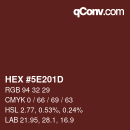 Color code: HEX #5E201D | qconv.com