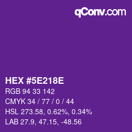 Color code: HEX #5E218E | qconv.com